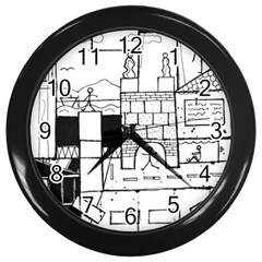 Drawing  Wall Clocks (black) by ValentinaDesign