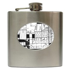 Drawing  Hip Flask (6 Oz) by ValentinaDesign