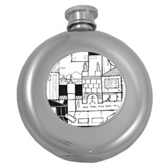 Drawing  Round Hip Flask (5 Oz) by ValentinaDesign