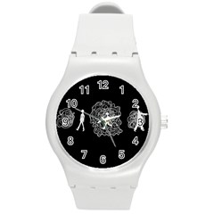 Drawing  Round Plastic Sport Watch (m) by ValentinaDesign