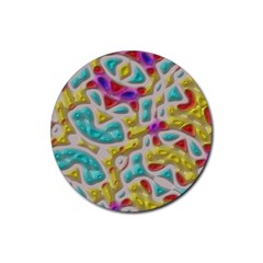 3d Shapes On A Grey Background                                   Rubber Coaster (round) by LalyLauraFLM