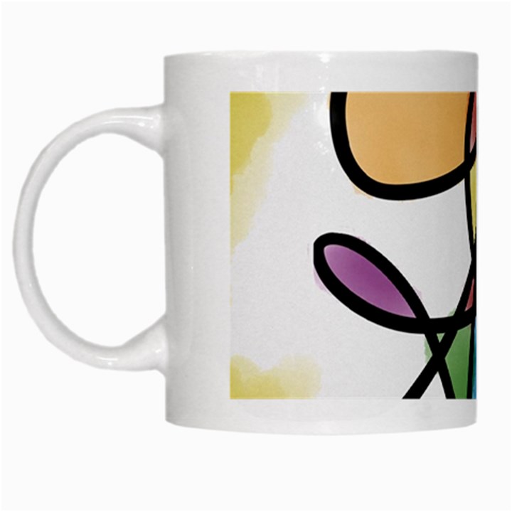 Abstract Art Colorful White Mugs