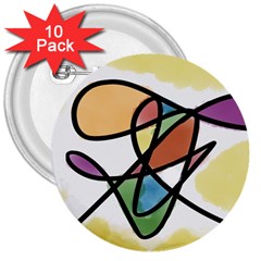 Abstract Art Colorful 3  Buttons (10 Pack)  by Modern2018