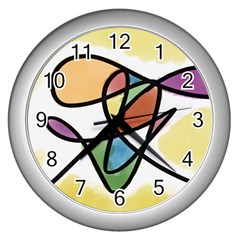 Abstract Art Colorful Wall Clocks (silver)  by Modern2018