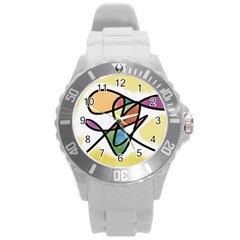 Abstract Art Colorful Round Plastic Sport Watch (l) by Modern2018