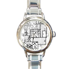 Drawing Round Italian Charm Watch by ValentinaDesign