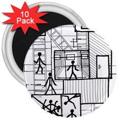 Drawing 3  Magnets (10 Pack)  by ValentinaDesign