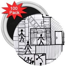 Drawing 3  Magnets (100 Pack) by ValentinaDesign