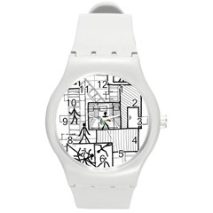 Drawing Round Plastic Sport Watch (m) by ValentinaDesign