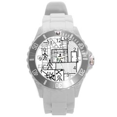 Drawing Round Plastic Sport Watch (l) by ValentinaDesign