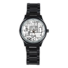 Drawing Stainless Steel Round Watch by ValentinaDesign