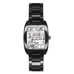 Drawing Stainless Steel Barrel Watch by ValentinaDesign