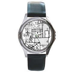 Drawing Round Metal Watch by ValentinaDesign