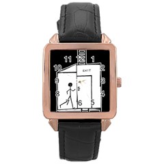 Drawing Rose Gold Leather Watch  by ValentinaDesign