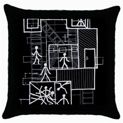 Drawing Throw Pillow Case (black) by ValentinaDesign