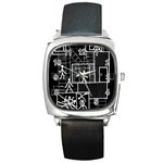 Drawing Square Metal Watch Front