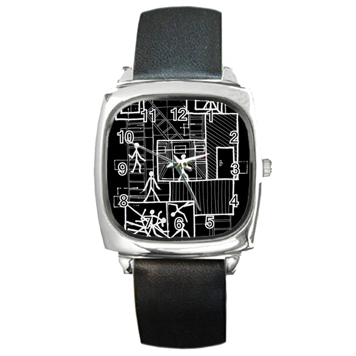 Drawing Square Metal Watch