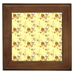 Funny Sunny Ice Cream Cone Cornet Yellow Pattern  Framed Tiles by yoursparklingshop