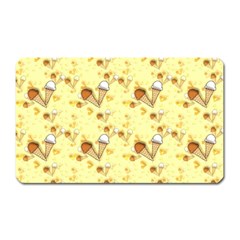 Funny Sunny Ice Cream Cone Cornet Yellow Pattern  Magnet (rectangular) by yoursparklingshop