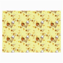 Funny Sunny Ice Cream Cone Cornet Yellow Pattern  Large Glasses Cloth (2-side) by yoursparklingshop