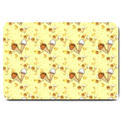 Funny Sunny Ice Cream Cone Cornet Yellow Pattern  Large Doormat  by yoursparklingshop