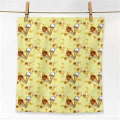 Funny Sunny Ice Cream Cone Cornet Yellow Pattern  Face Towel by yoursparklingshop