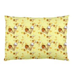 Funny Sunny Ice Cream Cone Cornet Yellow Pattern  Pillow Case by yoursparklingshop