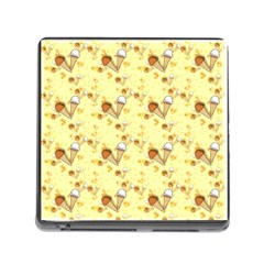 Funny Sunny Ice Cream Cone Cornet Yellow Pattern  Memory Card Reader (square) by yoursparklingshop