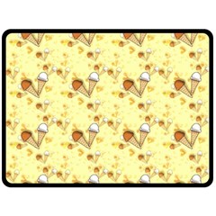 Funny Sunny Ice Cream Cone Cornet Yellow Pattern  Fleece Blanket (large)  by yoursparklingshop