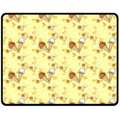 Funny Sunny Ice Cream Cone Cornet Yellow Pattern  Fleece Blanket (medium)  by yoursparklingshop