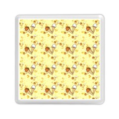 Funny Sunny Ice Cream Cone Cornet Yellow Pattern  Memory Card Reader (square)  by yoursparklingshop