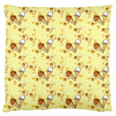 Funny Sunny Ice Cream Cone Cornet Yellow Pattern  Large Flano Cushion Case (two Sides) by yoursparklingshop