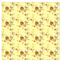 Funny Sunny Ice Cream Cone Cornet Yellow Pattern  Large Satin Scarf (square) by yoursparklingshop