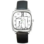 Drawing Square Metal Watch Front