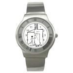 Drawing Stainless Steel Watch Front