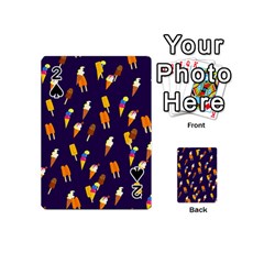 Ice Cream Cone Cornet Blue Summer Season Food Funny Pattern Playing Cards 54 (mini)  by yoursparklingshop