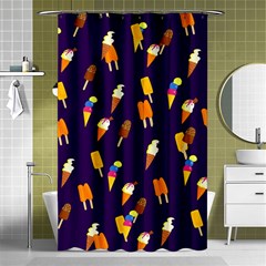 Ice Cream Cone Cornet Blue Summer Season Food Funny Pattern Shower Curtain 48  X 72  (small)  by yoursparklingshop