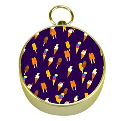 Ice Cream Cone Cornet Blue Summer Season Food Funny Pattern Gold Compasses by yoursparklingshop