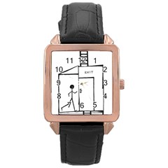 Drawing Rose Gold Leather Watch 