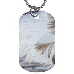 Feather Brown Gray White Natural Photography Elegant Dog Tag (one Side) by yoursparklingshop