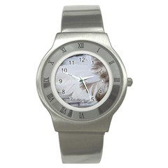 Feather Brown Gray White Natural Photography Elegant Stainless Steel Watch by yoursparklingshop