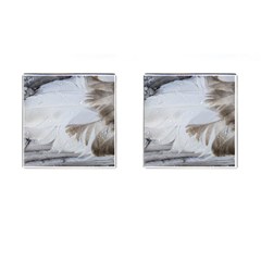 Feather Brown Gray White Natural Photography Elegant Cufflinks (square) by yoursparklingshop