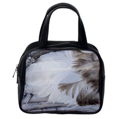 Feather Brown Gray White Natural Photography Elegant Classic Handbags (one Side) by yoursparklingshop