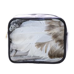 Feather Brown Gray White Natural Photography Elegant Mini Toiletries Bags by yoursparklingshop