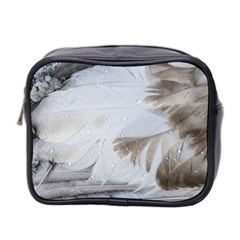 Feather Brown Gray White Natural Photography Elegant Mini Toiletries Bag 2-side by yoursparklingshop