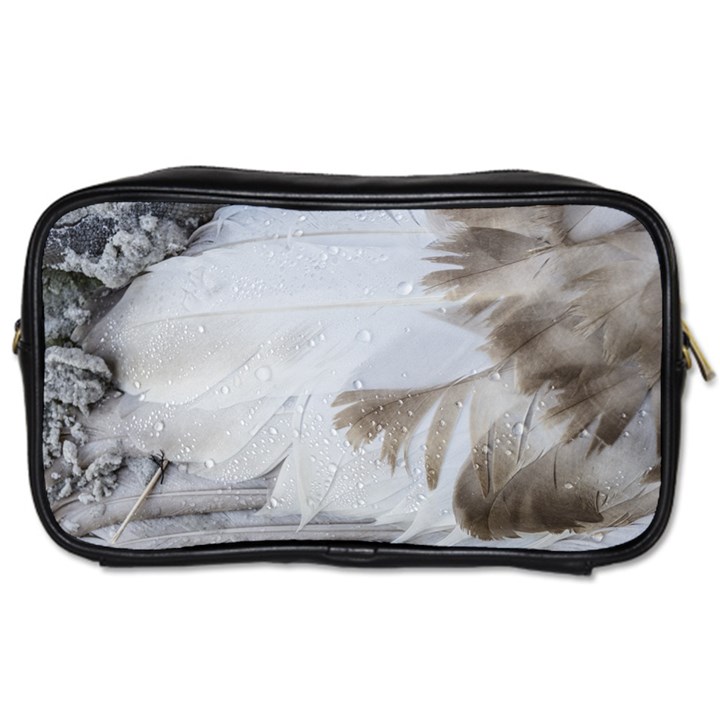 Feather Brown Gray White Natural Photography Elegant Toiletries Bags