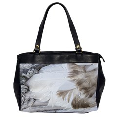 Feather Brown Gray White Natural Photography Elegant Office Handbags (2 Sides)  by yoursparklingshop