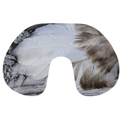 Feather Brown Gray White Natural Photography Elegant Travel Neck Pillows by yoursparklingshop