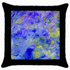 Abstract Blue Texture Pattern Throw Pillow Case (black) by Simbadda