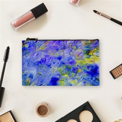 Abstract Blue Texture Pattern Cosmetic Bag (small) 